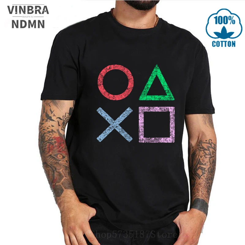 Новая Винтажная футболка с логотипом PS Мужская Xbox уличная одежда PS1 PS2 PS3 PS4