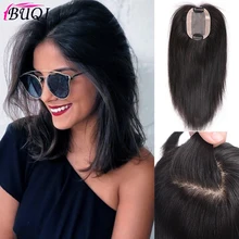 BUQI женский черный длинный зажим для наращивания волос натуральные прямые человеческие волосы на заколках аксессуары для волос
