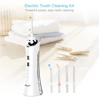 

CkeyiN USB Rechargeable Dental Flosser Water Pick Mouth Cleaning Oral Irrigator 3 Mode Dental Teeth Cleaner+5 Rotary Nozzel Jets