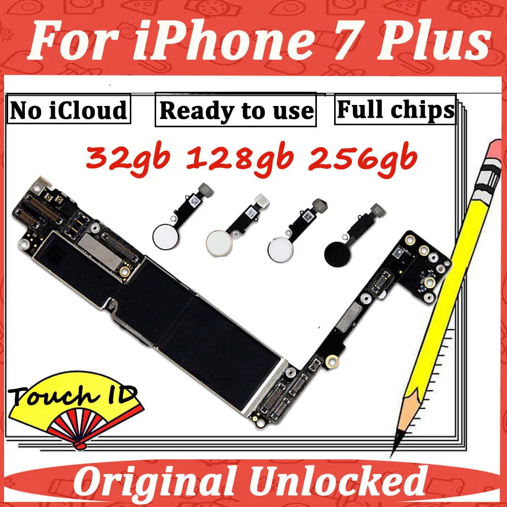 Оригинальная материнская плата для iPhone 7 Plus 7 P 5,5 ''32G 128G 256G Touch ID w/кнопка Home материнская плата логическая материнская плата iCloud разблокировка
