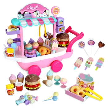 

36 Pcs Pretend Game Children Mini Ice Cream DIY Funny Non Toxic House Play Gifts Simulation Educational Candy Cart Toy Set