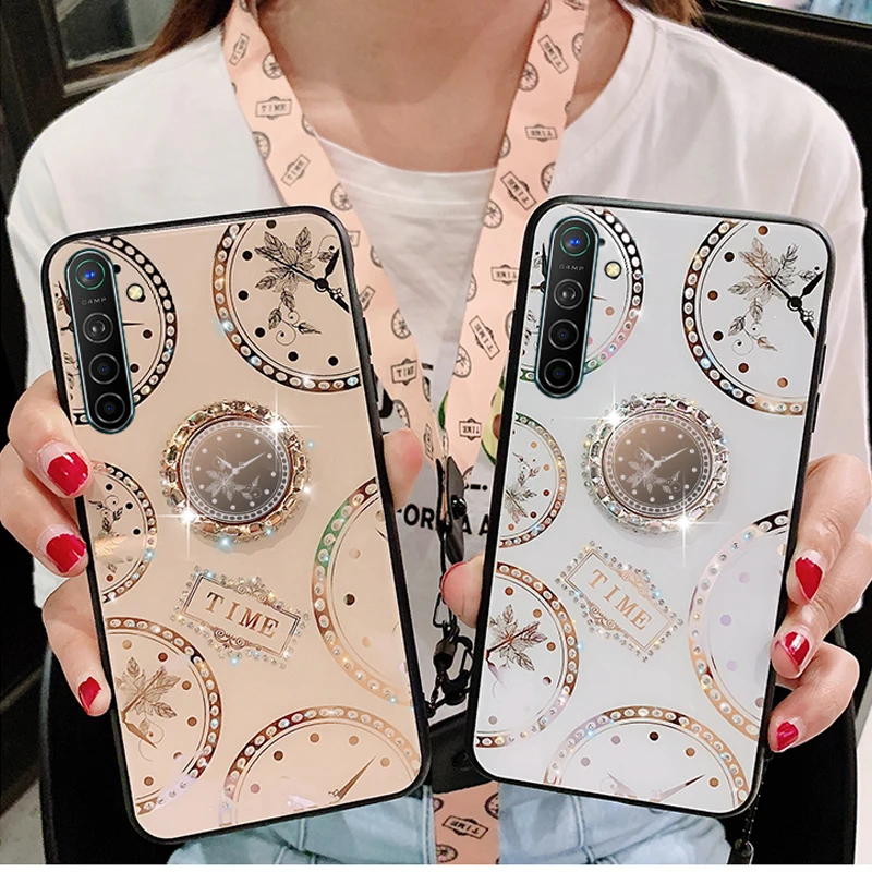 Чехол для телефона OPPO Realme5 Pro Q с 3D узором часы жесткий чехол для OPPO Realme 5 Pro Q с ремешком 360 градусов металлический кронштейн-кольцо