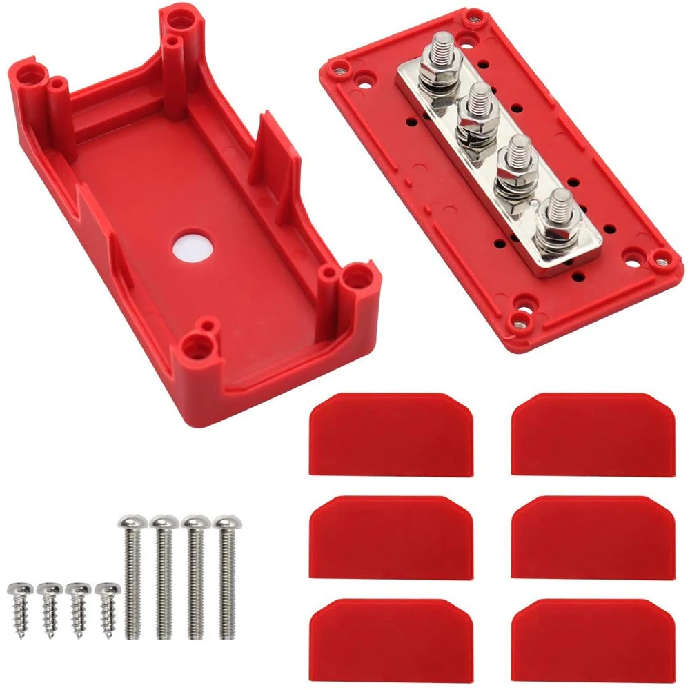 Highest Amperage Rated DC 48v 300A 4 Terminal Studs Distribution Block Heavy-Duty Modular Design Car Bus Bar Cable Organizer Box power distribution block bus bar box