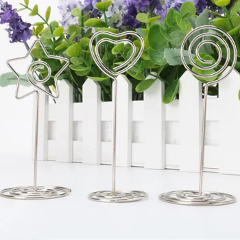 

Desktop Folder Creative Wedding Supplies Name Card Holder Heart-shaped Seat Iron Clip Notes Pastoral Ornaments