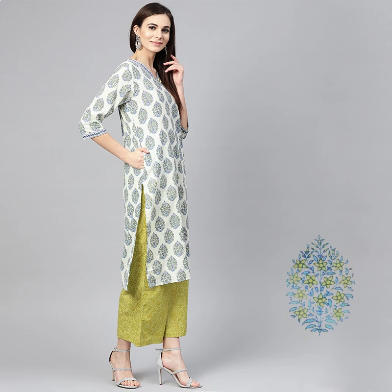 Индийское платье Kurta Punjabi, трехсекционный хлопковый этнический костюм Kurti для женщин, для дам, традиционное пакистанское Vestido Indiano Roupa