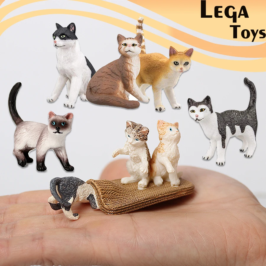 

Realistic Cat Figurines Playset Kids Educational Cat model figures Toys Set, Cake Topper Christmas Birthday Collection Gift
