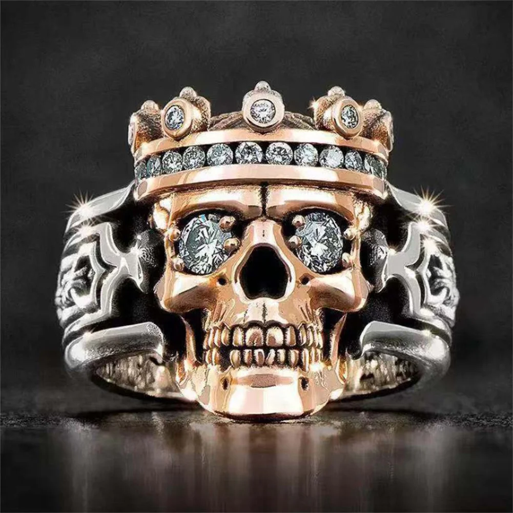 925 Sterling Silver King Skull Crown Biker Ring | The Skull Crown Rings |  suturasonline.com.br