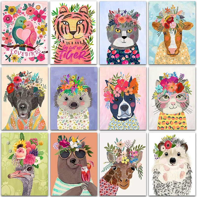 5D DIY Diamond Painting Kit Paint animal dog cat tiger rabbit pig ostrich Full Square&Round embroidery mosaic Cross stitch decor