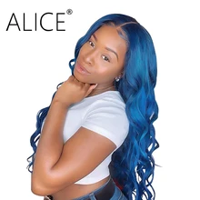 Алиса объемная волна цветной парик с волосами младенца 130% плотность предварительно сорвал волосы remy бесклеевая кружевная Передняя парик человеческих волос