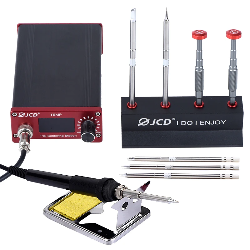 

JCD T12 Soldering Station DIY Temperature Controller Electronic Soldering Iron Tips Handle Aluminum Alloy Case Welding Tools