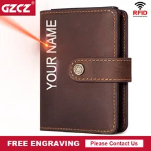 

Bussiness Credit Card Holder Crazy Horse Leather Men Slim Anti Protect Travel ID Cardholder Rfid Pop Up Metal Case Porte Carte