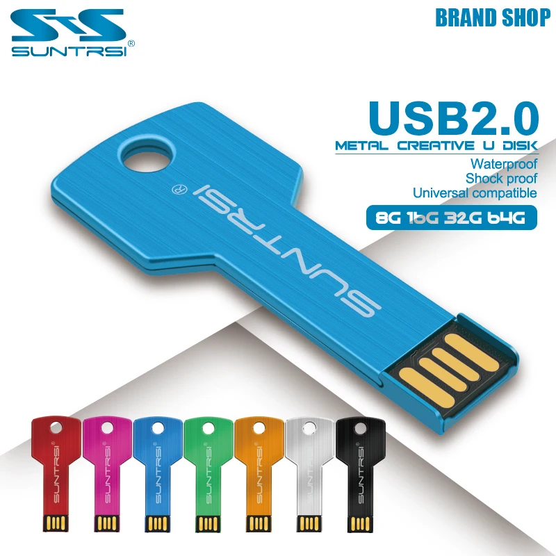 Suntrsi USB Flash Drive 8gb 16g pendrive 32GB 64 gb G 128G Pen drive lápiz de memoria usb a prueba de agua флэш-накопите u-disco 2,0 regalo clave para PC