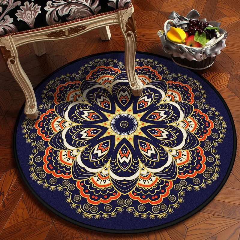 Европейский суд печатные круглые коврики для ковров винтажные ковры Мандала для гостиной персидский ковер утолщенные ковры художественный Декор