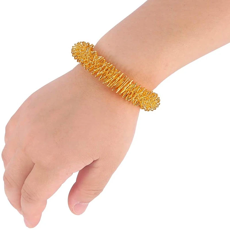 2pcs Silver Body Massage Wrist Rings Relaxation Finger Circulation Acupuncture Bracelet Health Care 5.5cm | Красота и здоровье