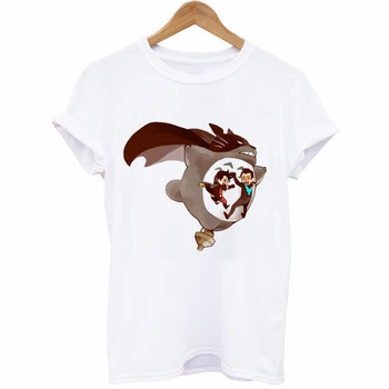 

Fashion Summer White T Shirt Women Tops Tees Harajuku 3D Short Sleeve Totoro Print Funny Tshirt