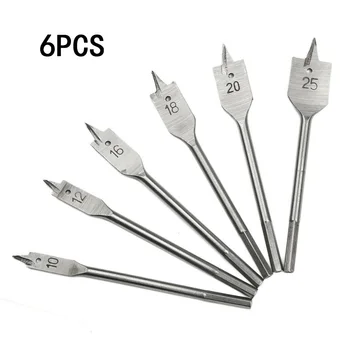 

6PCS/Set Steel Industrial Spade Paddle Flat Wood Woodworking Boring Drill Bits Hand And Power Tool Accessories