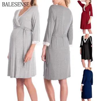 

Maternity Breastfeeding Dresses Pregnant Women's Sleepwear Maternity Dress Comfy Pregnancy Nursing Cotton Evening HomeWear Dress
