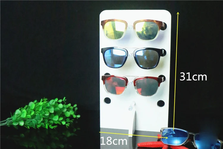 PVC Glasses Display Case Sunglasses Stand Eyeglasses Holder Glass Organizer Storage Shelf Rack - Color: Size A White