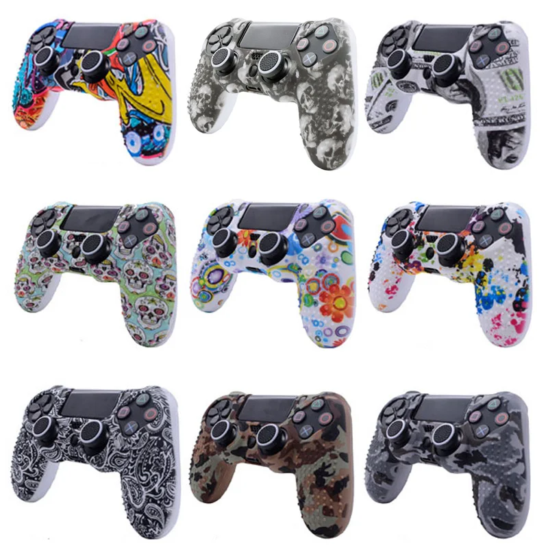 Camuflagem-Anti-slip-Silicone-Tampa-Da-Caixa-de-Prote-o-com-4-Fino-Pro-PS4-2
