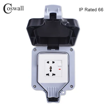 

Coswall IP66 Weatherproof Waterproof Anti-UV Outdoor BOX Wall Socket 13A Universal / UK Switched Outlet With USB Charging Port