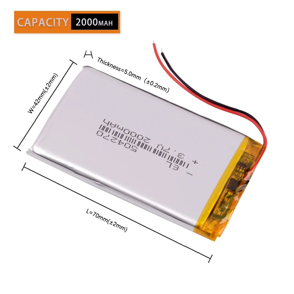 3,7 V литий-полимерный аккумулятор 2000 mah interphone 504270 gps Автомобильный регистратор данных электронная книга