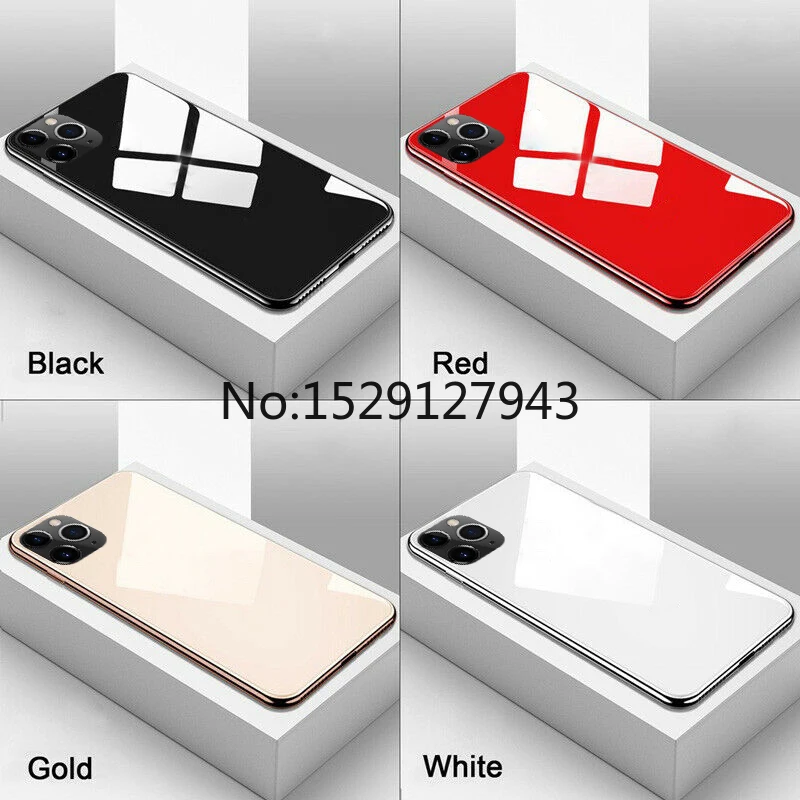 

For iphone 11 pro X XS XR max Tempered Glass Shockproof Luxury Case Mirror Cell Phone case For iphone 6 7 8 Plus soft case