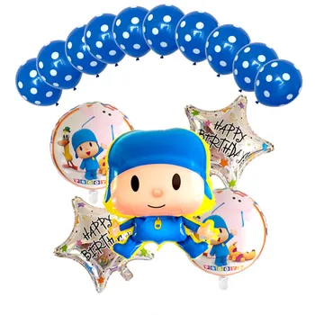 

15pcs/set Cartoon Pocoyo Balloons Happy Birthday Party Star baloons Polka Dot Pattern Latex set Inflables Toys Boy Festa Baloes