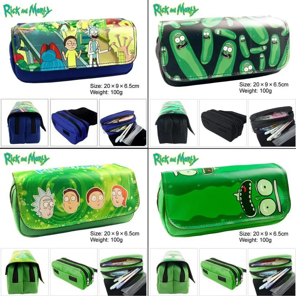 

Rick and Morty Pickle Rick Canvas Pencil Case Women portable travel Cosmetic bag Student Zip penbag Cartoon Makeupbag Stationery