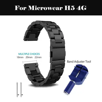 

20mm 22mm Watch Band Strap Stainless Steel Replacement Smart Watch Link Bracelet For Microwear H5 4G