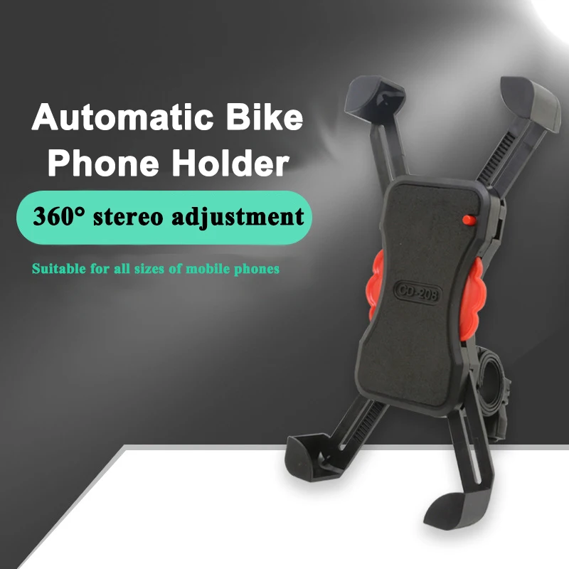 

Automatic Lock Bike Phone Holder Anti Shock Bicycle GPS Holder Mount 360 Degree Rotate Handlebar Rearview Mirror Bracket Support