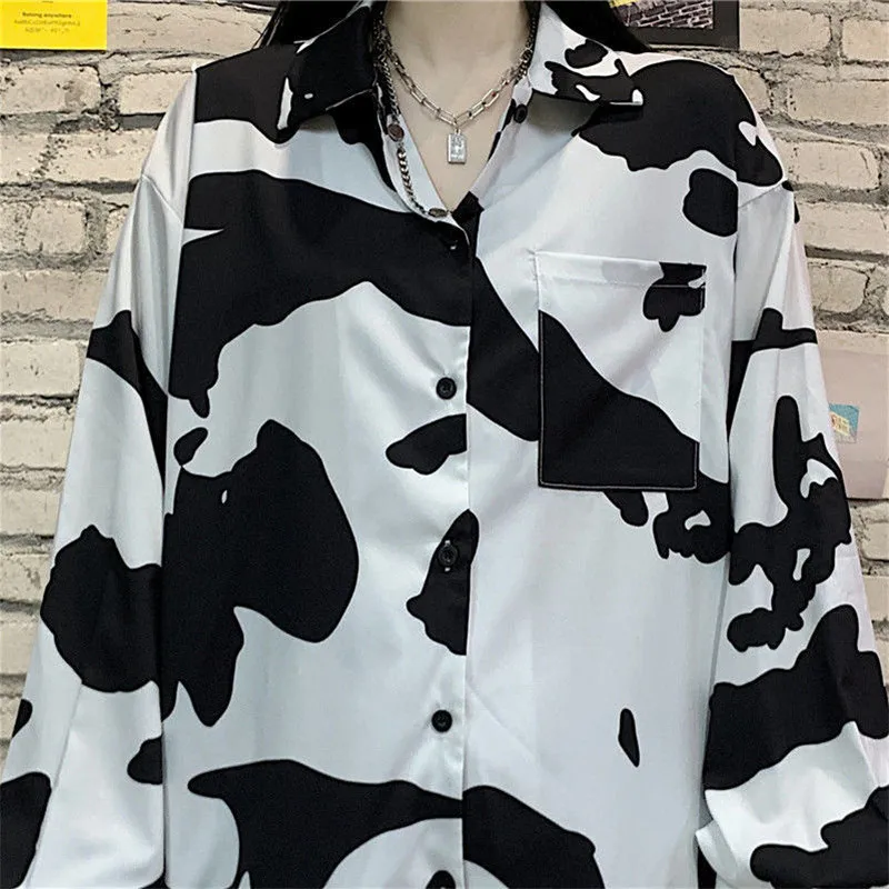 Korean Fashion Style Cow Print Oversize 