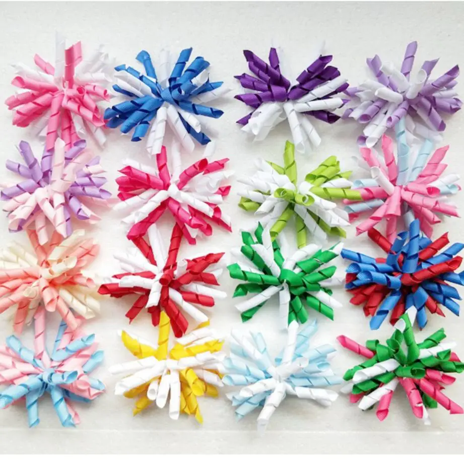 Korker Hair Bows Alligator Clips Curly Tassel Ribbon Ponytail Holders