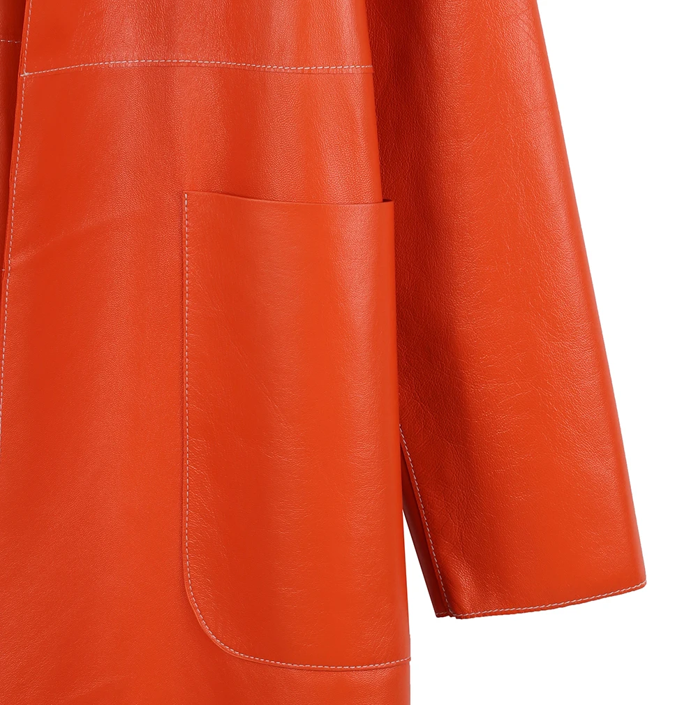 Yoloagne, Женская куртка из натуральной кожи, Женский Длинный плащ из натуральной кожи с v-образным вырезом