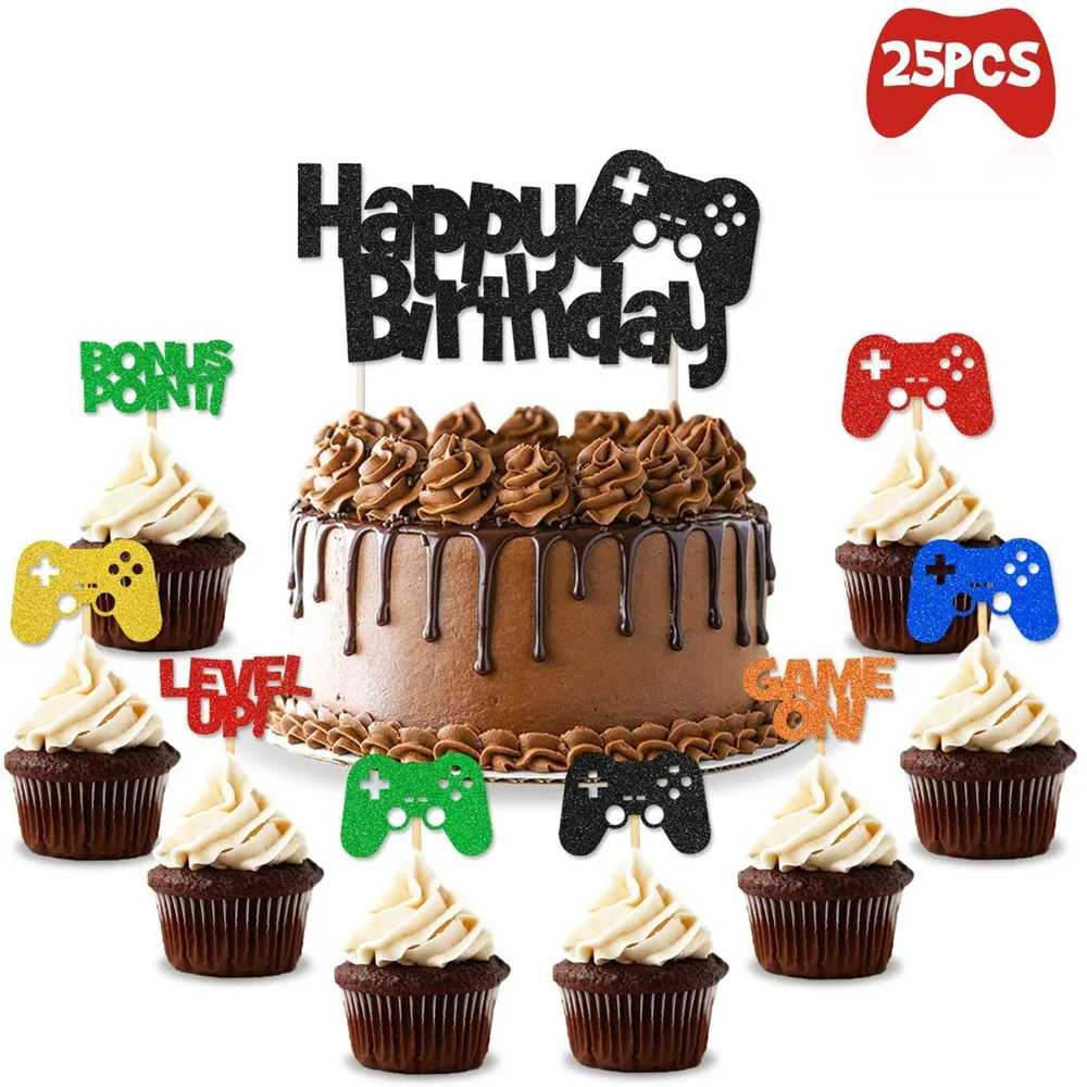 25pcs Video Game Controller Cupcake Wrappers Cake Toppers Happy Birthday  Party Decoration Supplies Internet Gamepad Kids Gift|Cake Decorating  Supplies| - AliExpress