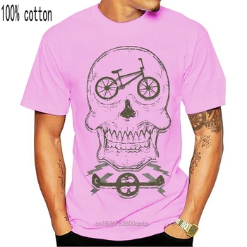 Camiseta de calavera de bicicleta para hombre, ropa masculina informal de manga corta, de estilo libre Bmx, 100% de algodón para baloncesto, 2019