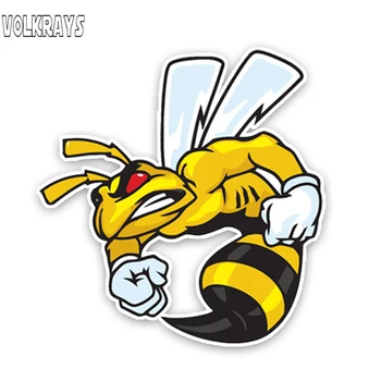 

Volkrays Lovely Car Sticker Angry Cartoon Hornets Colored Accessories Reflective PVC Deal for Lada Priora Honda Prius,14cm*14cm