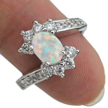 

White Fire Opal CZ Fashion Jewelry Women Rings Size 6 7 8 9 19W