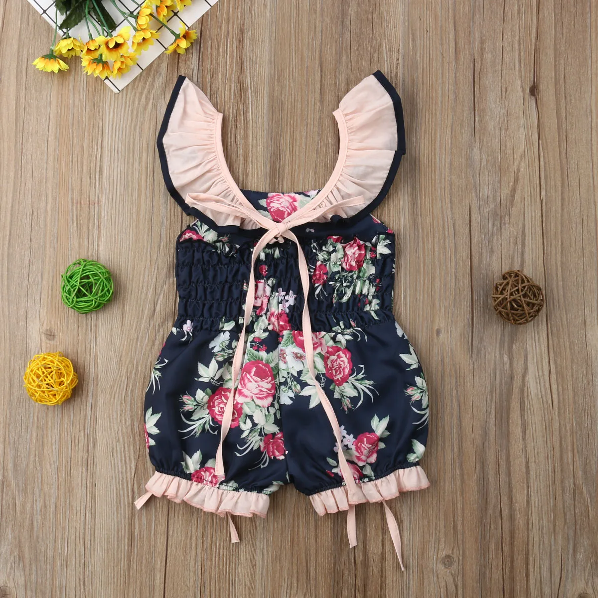 sleeveless floral ruffle romper baby girl jumpsuit one piece rompers toddler kids girl clothes