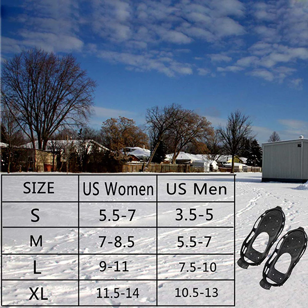 Anti-Slip Ice Grippers 24 Spikes Traction Cleats Over Shoe/Boot Winter Slip-Resistant Traction Crampon for Hiking on Snow