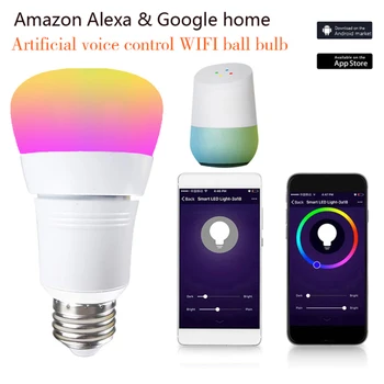 

15W Dimmable Wireless WiFi RGB Smart Round Light Bulb Intelligent App Voice Remote Control For Alexa Google Home B22 E27 E26 E14