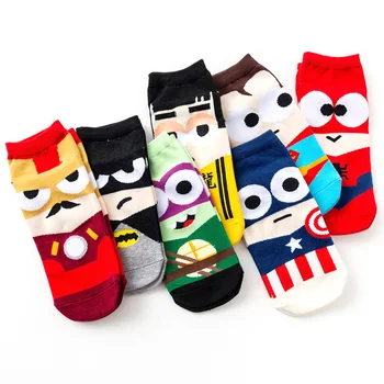 

New version Marvel striped print socks cotton Iron man Spider Man cartoon hushsocks cute version casual funny cartoon socks man