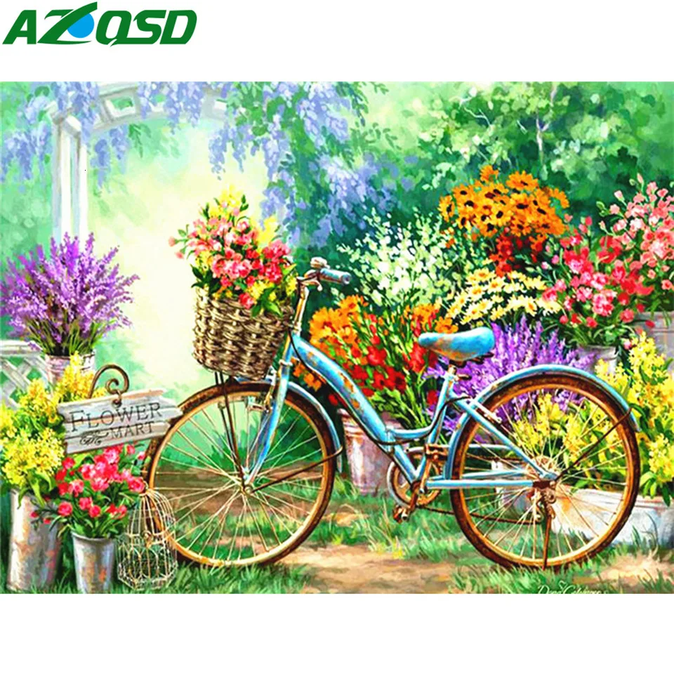 AZQSD алмазная вышивка велосипед мозаика пейзаж выкладка рукоделие картина