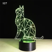 3D животное ночник светодиодный ночник геометрический полосатый Кот украшение для стола Дети День рождения год рождественский друг подарок