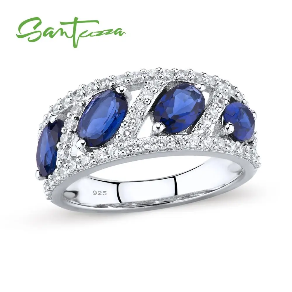 SANTUZZA серебряные кольца для женщин, Настоящее серебро 925 пробы, легенда о море, ослепительные синие камни, модные ювелирные изделия