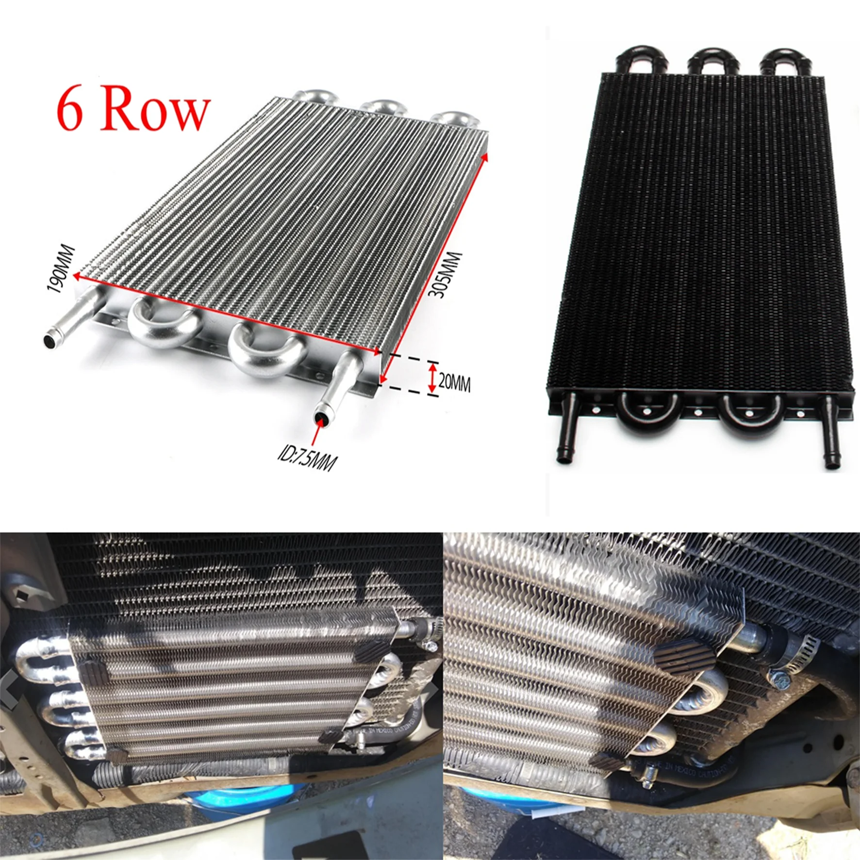 6 Row UNIVERSAL ALUMINUM REMOTE TRANSMISSION OIL COOLER/AUTO-MANUAL RADIATOR CONVERTER KIT | Автомобили и мотоциклы