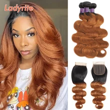 Aliexpress - Ladyrite Ombre Brazilian Body Wave Bundles With Closure T1B/30 Weave 3 Bundles With Lace Closure 100% Remy Human Hair Extensions