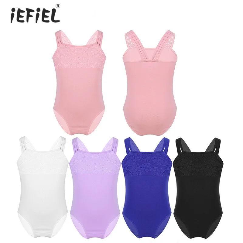 

Kids Girls One-Piece Dance Dress Stage Performance Multi-Spaghetti Shoulder Straps Gymnastics Leotard Jumpsuit Ballet Dancewear