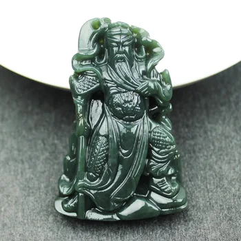 

Hand carving Jade Stones Guan Yu God of Wealth 3D Xinjiang Nephrite mineral crystals Nephrite Natural jade Pendant Best Gifts