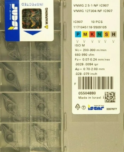 ISCAR 10 шт. карбидные вставки VNMG12T304-NF IC907