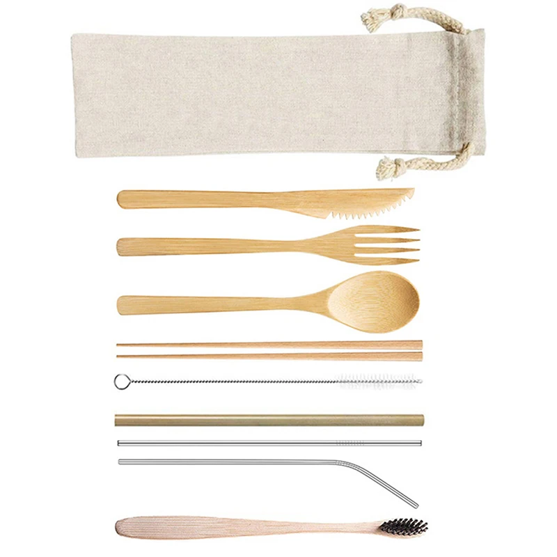 1Set Eco Friendly Bamboo Toothbrush Sets Plastic-Free Bamboo Tooth Brush Portable Travel Set Wholesale